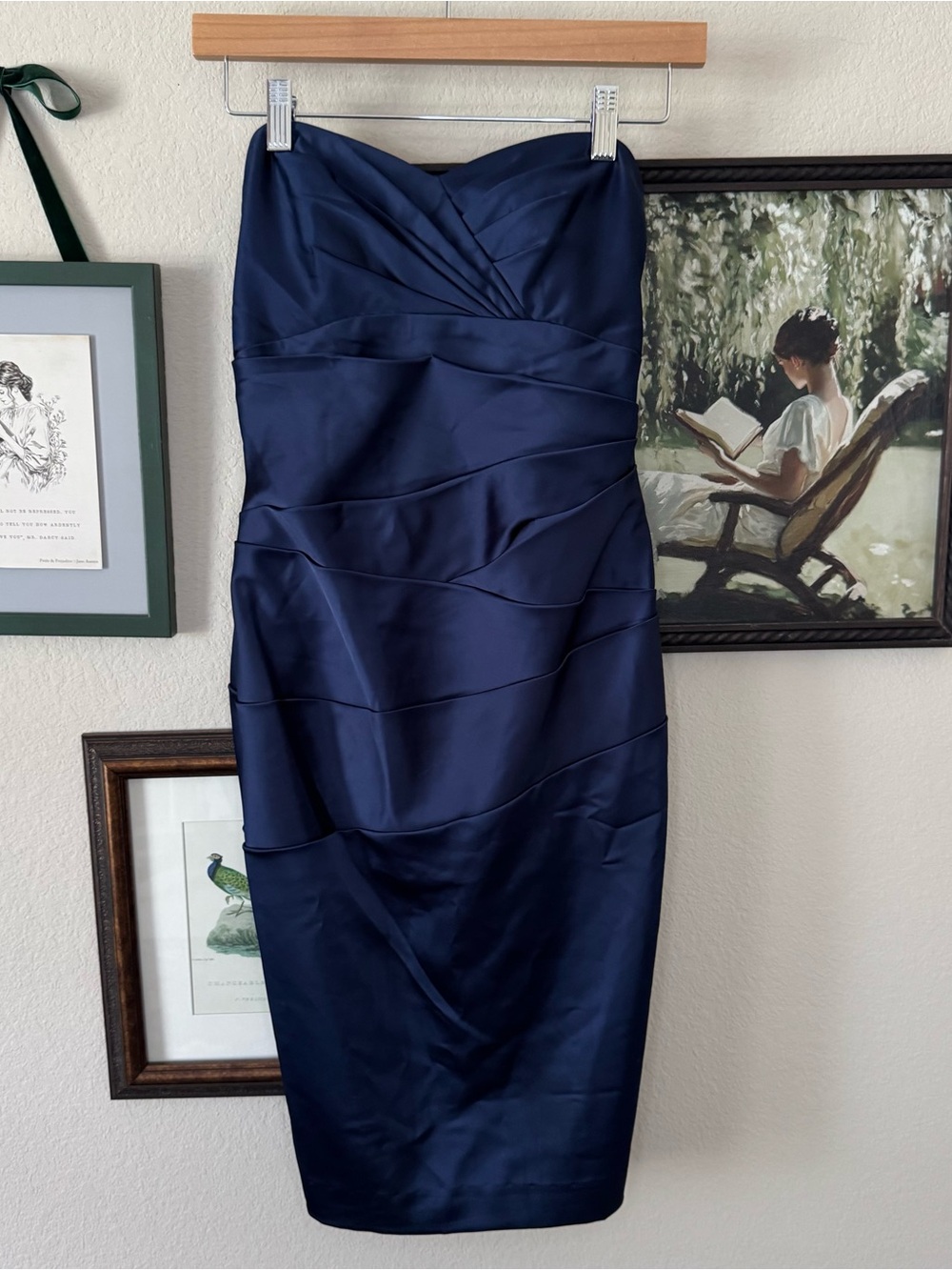 DAVID'S BRIDAL | Strapless Navy Sheath Mini Dress Size 2